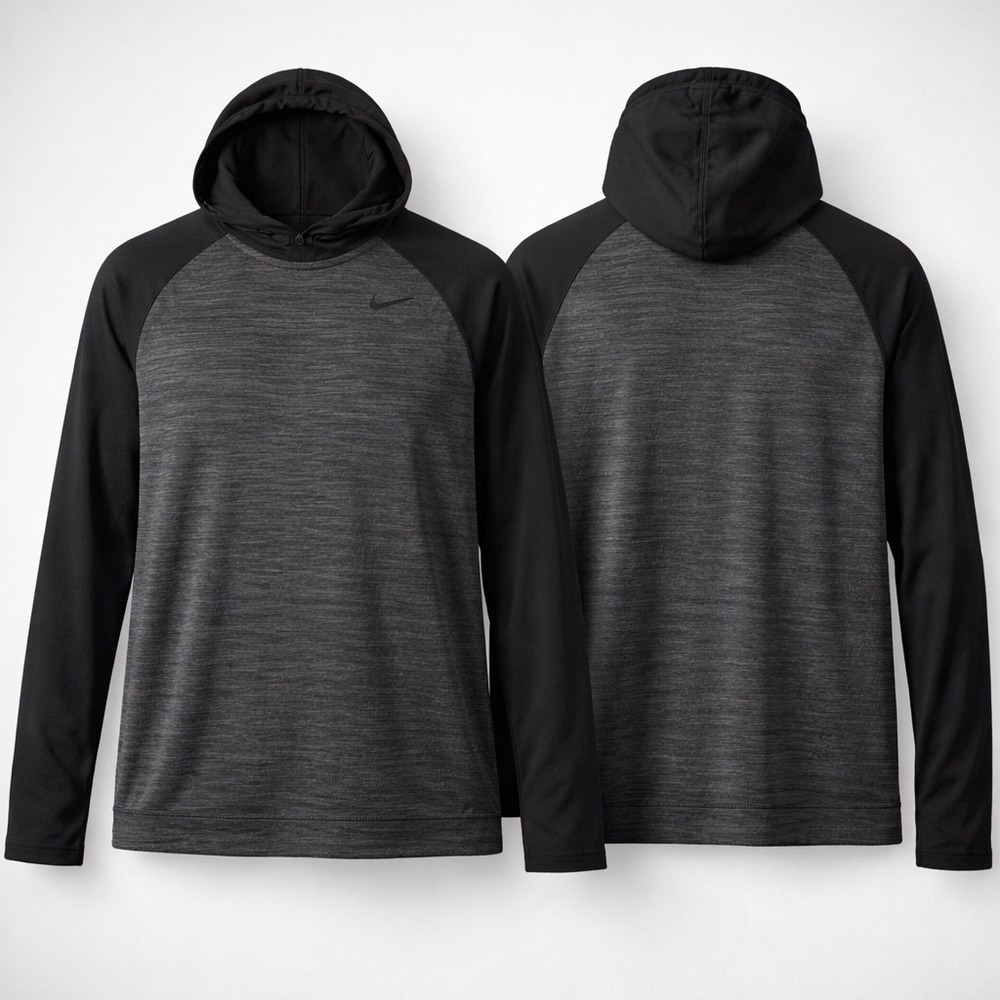 Nike Dri-FIT Mens Training Hoodie Black Grey Heathered 696063-014 Size M